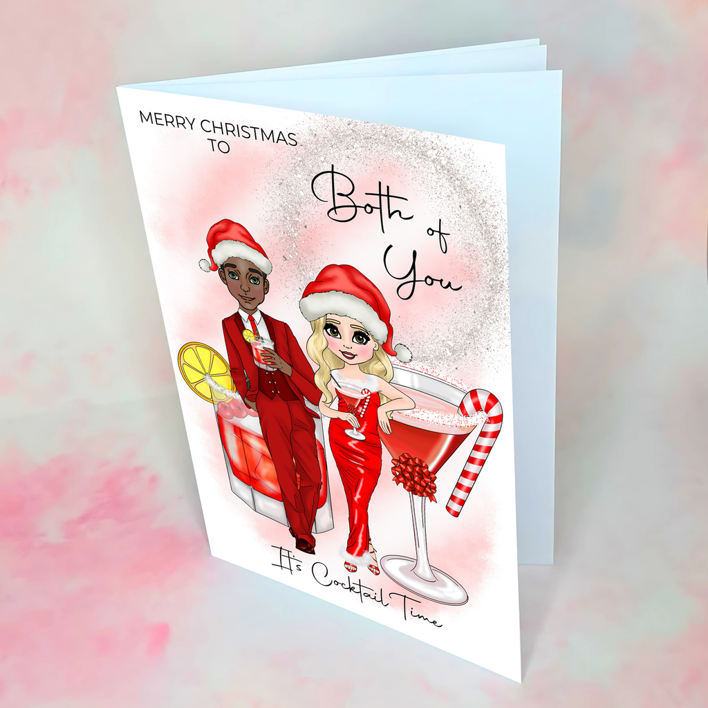 Personalised Candy Cane Christmas Cocktail Card To A Couple