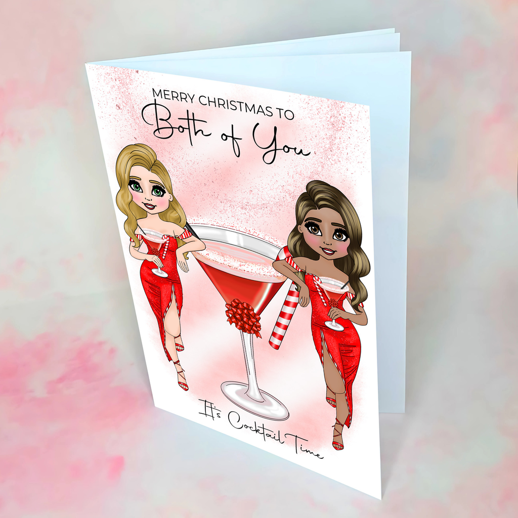 Personalised Candy Cane Christmas Cocktail Card To A Couple