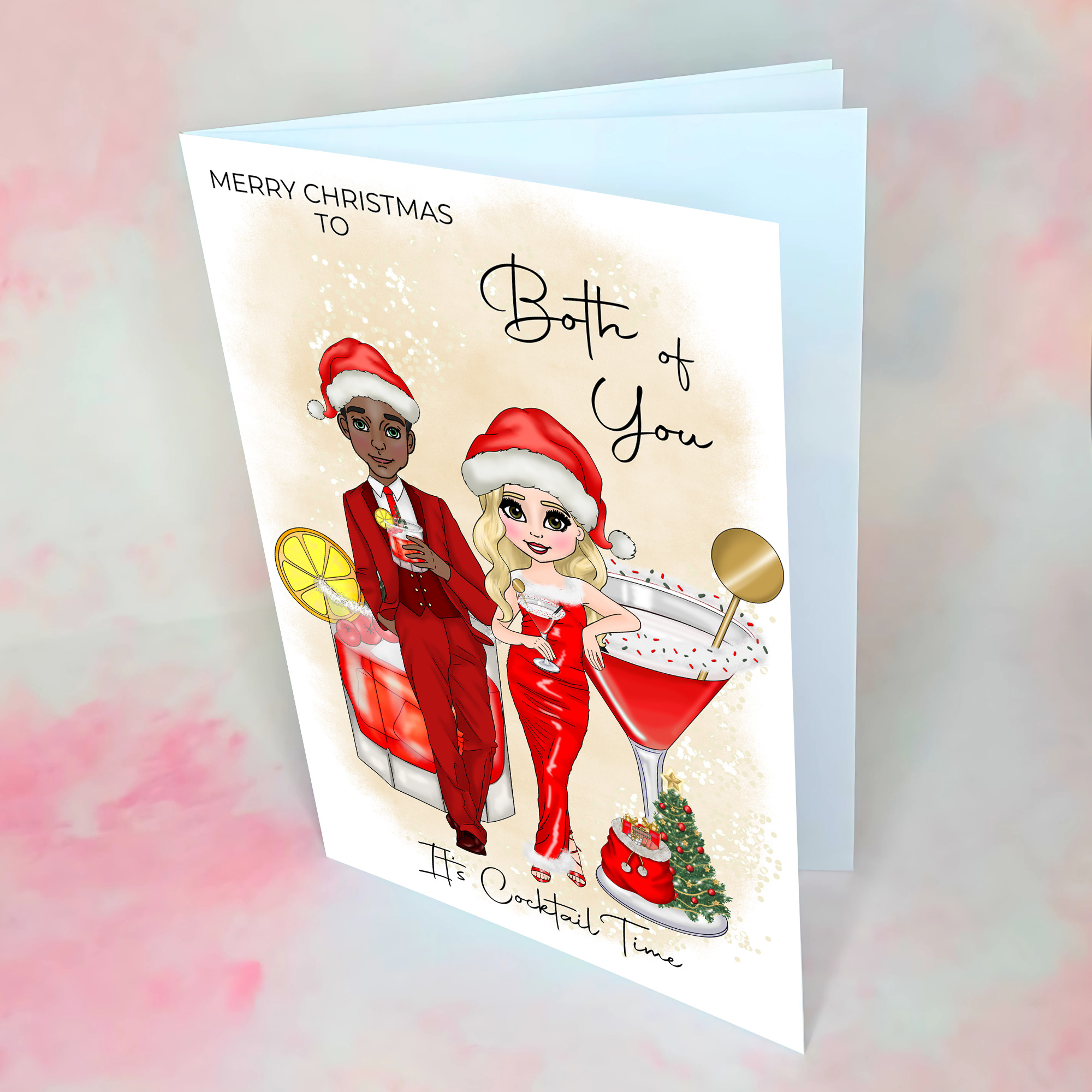 Personalised Mrs Clausmopolitan Christmas Cocktail Card To A Special Couple