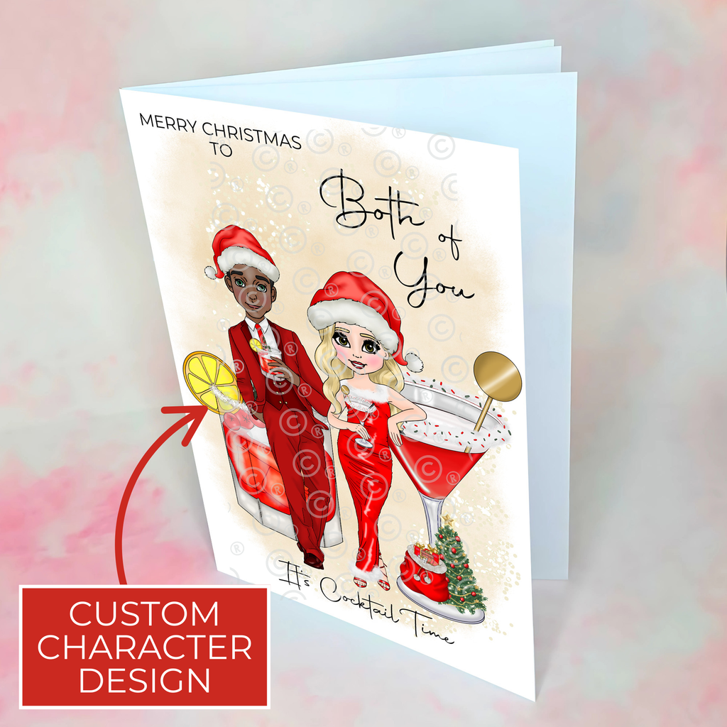 Personalised Mrs Clausmopolitan Christmas Cocktail Card To A Special Couple