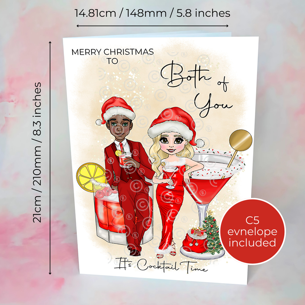 Personalised Mrs Clausmopolitan Christmas Cocktail Card To A Special Couple