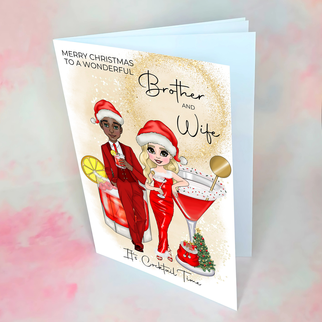 Personalised Mrs Clausmopolitan Christmas Cocktail Card for Brother And Wife