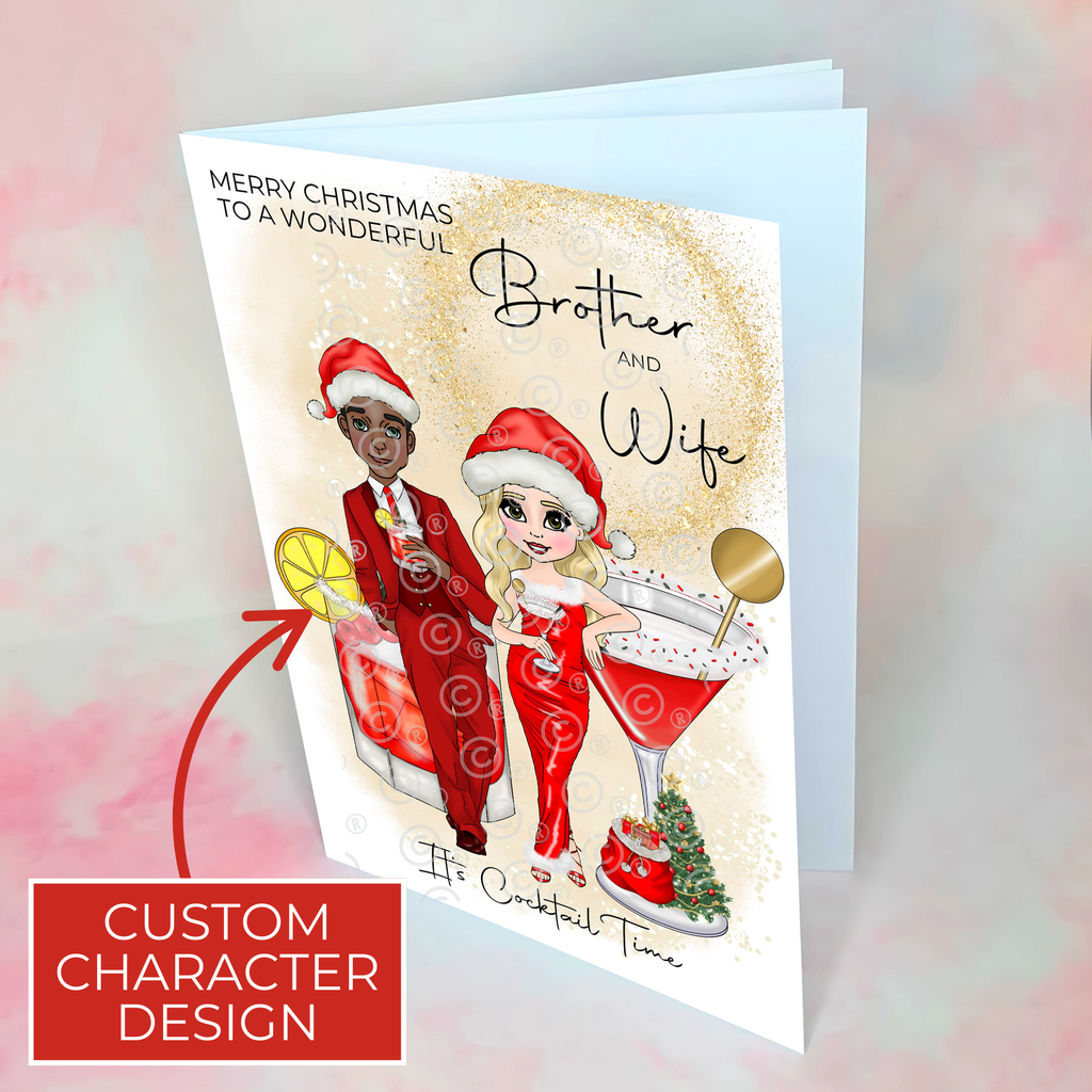 Personalised Mrs Clausmopolitan Christmas Cocktail Card for Brother And Wife