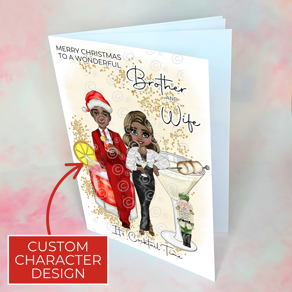 Personalised Nutcracker Christmas Cocktail Card For Brother And Wife