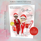 Personalised Candy Cane Christmas Cocktail Card for Brother And Wife