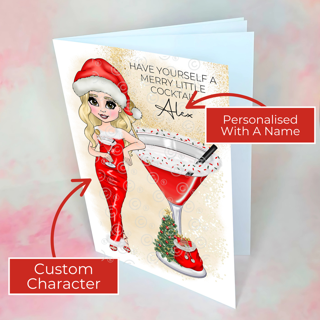 Personalised Mrs Clausmopolitan Christmas Cocktail Card For A Special Friend