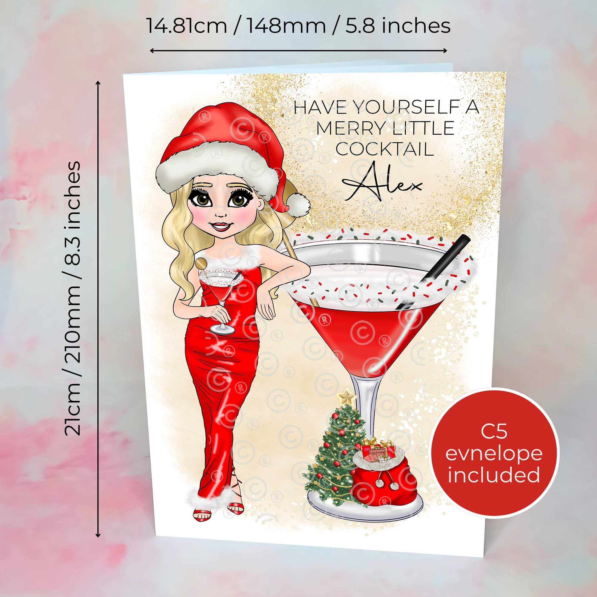 Personalised Mrs Clausmopolitan Christmas Cocktail Card For A Special Friend