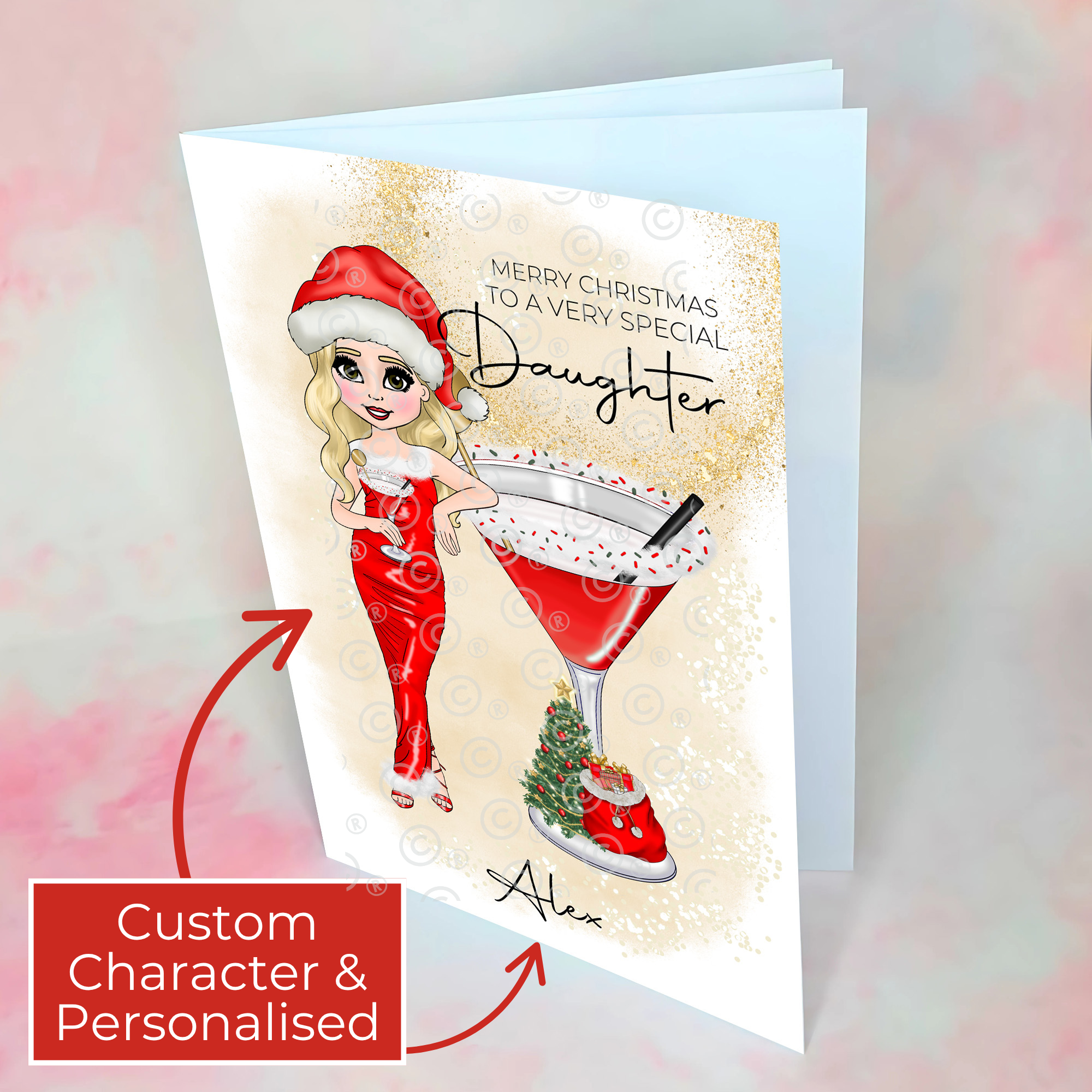 Personalised Clausmopolitan Christmas Cocktail Card For A Beautiful Daughter