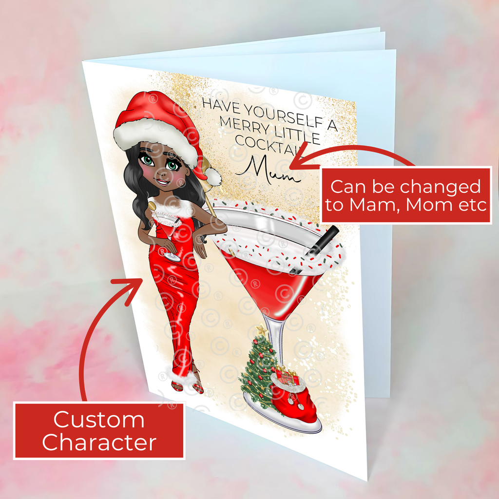 Personalised Mrs Clausmopolitan Christmas Cocktail Card For A Beautiful Mum