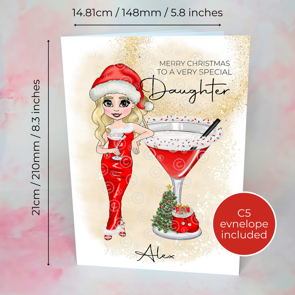 Personalised Clausmopolitan Christmas Cocktail Card For A Beautiful Daughter