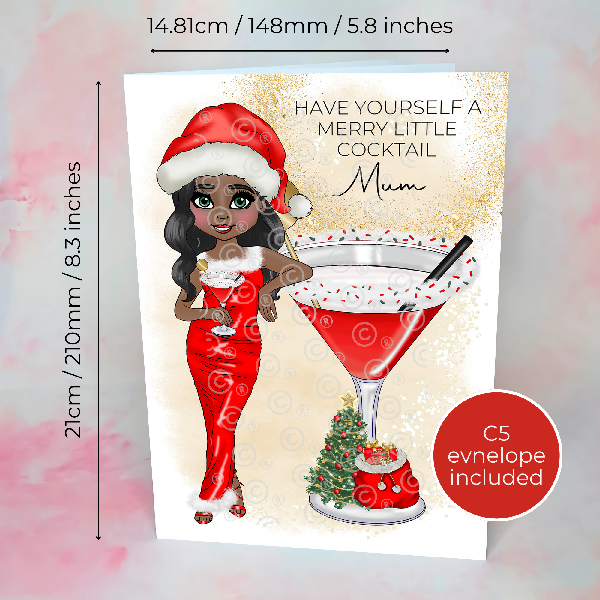 Personalised Mrs Clausmopolitan Christmas Cocktail Card For A Beautiful Mum