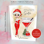 Personalised Mrs Clausmopolitan Christmas Cocktail Card For A Sister