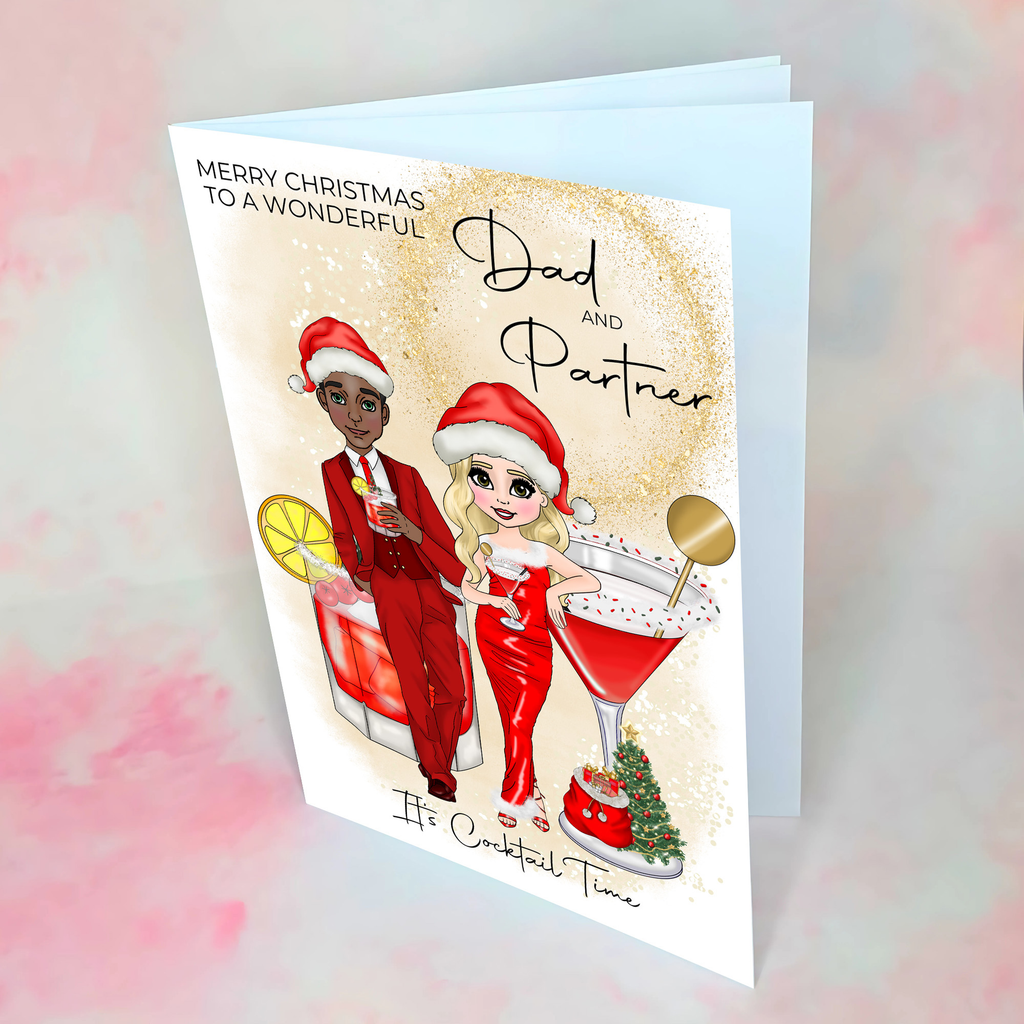 Personalised Mrs Clausmopolitan Christmas Cocktail Card For Dad and Partner