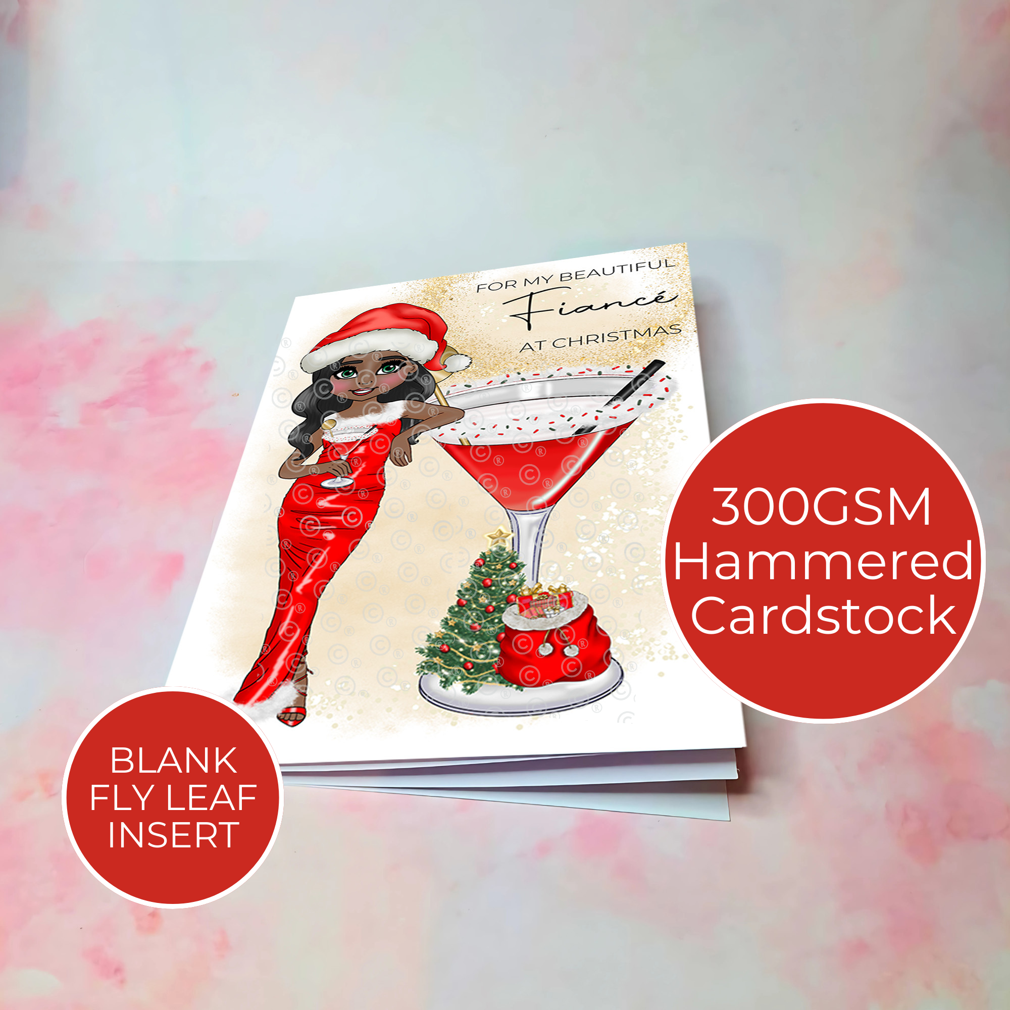 Personalised Clausmopolitan Christmas Cocktail Card For A Beautiful Fiancé