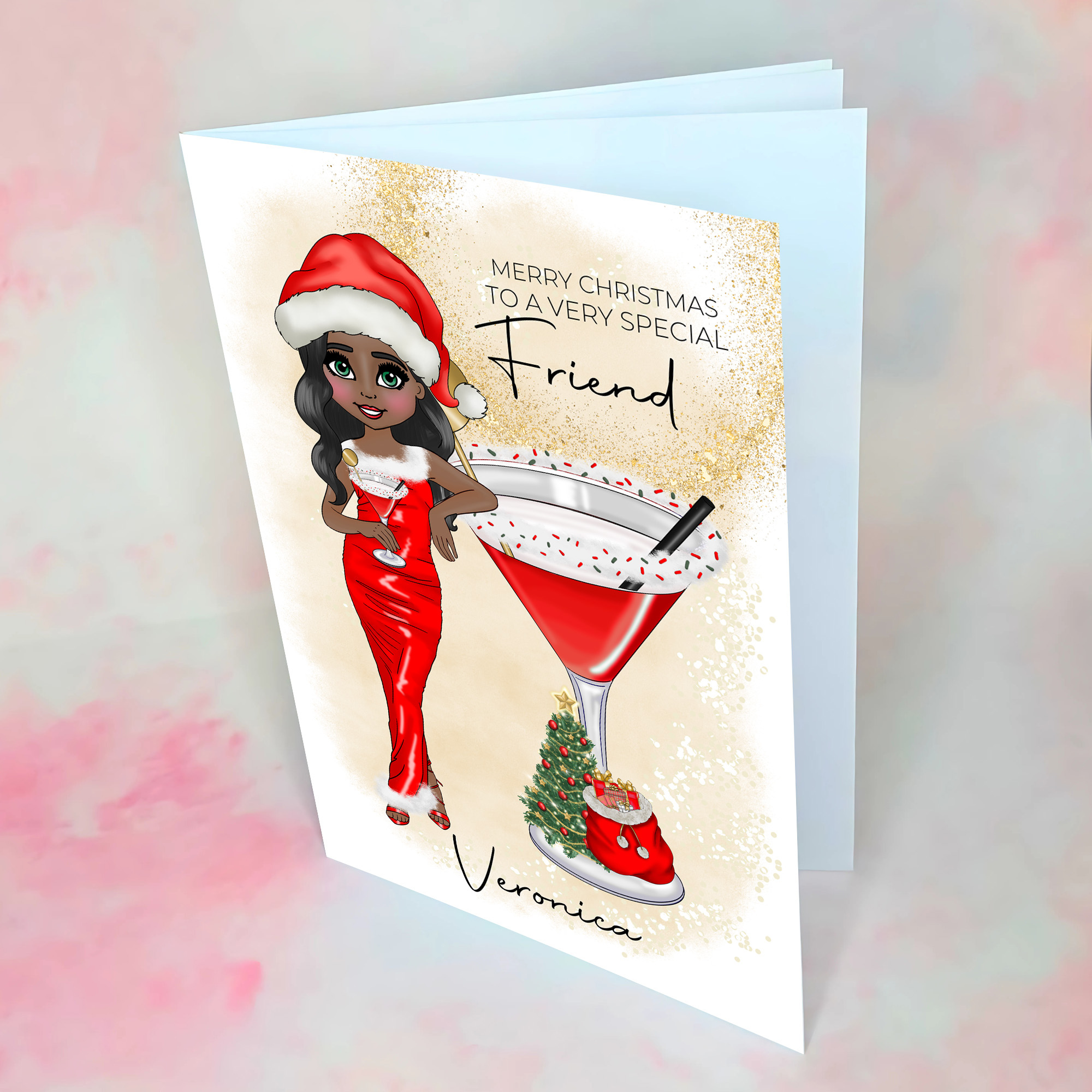 Personalised Mrs Clausmopolitan Christmas Cocktail Card For A Special Friend