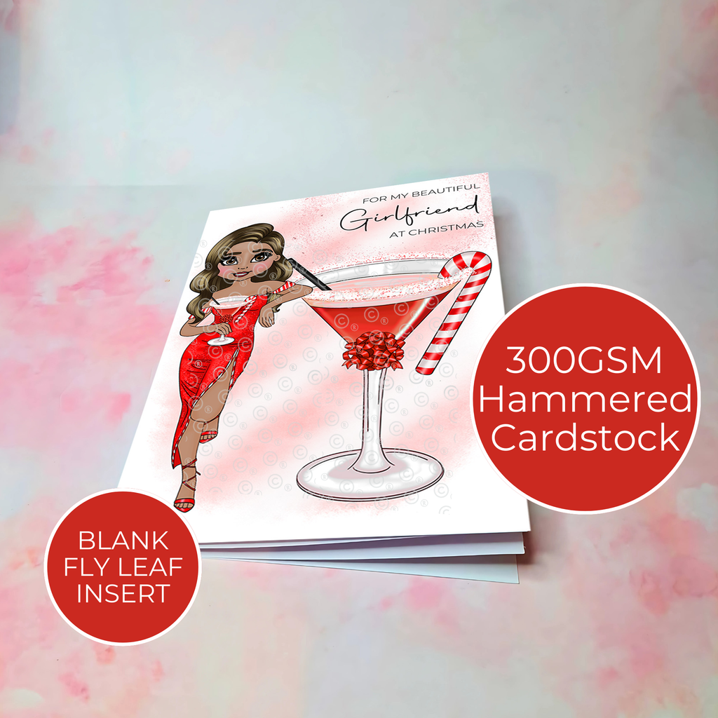 Personalised Candy Cane Cocktail Card For A Beautiful Girlfriend