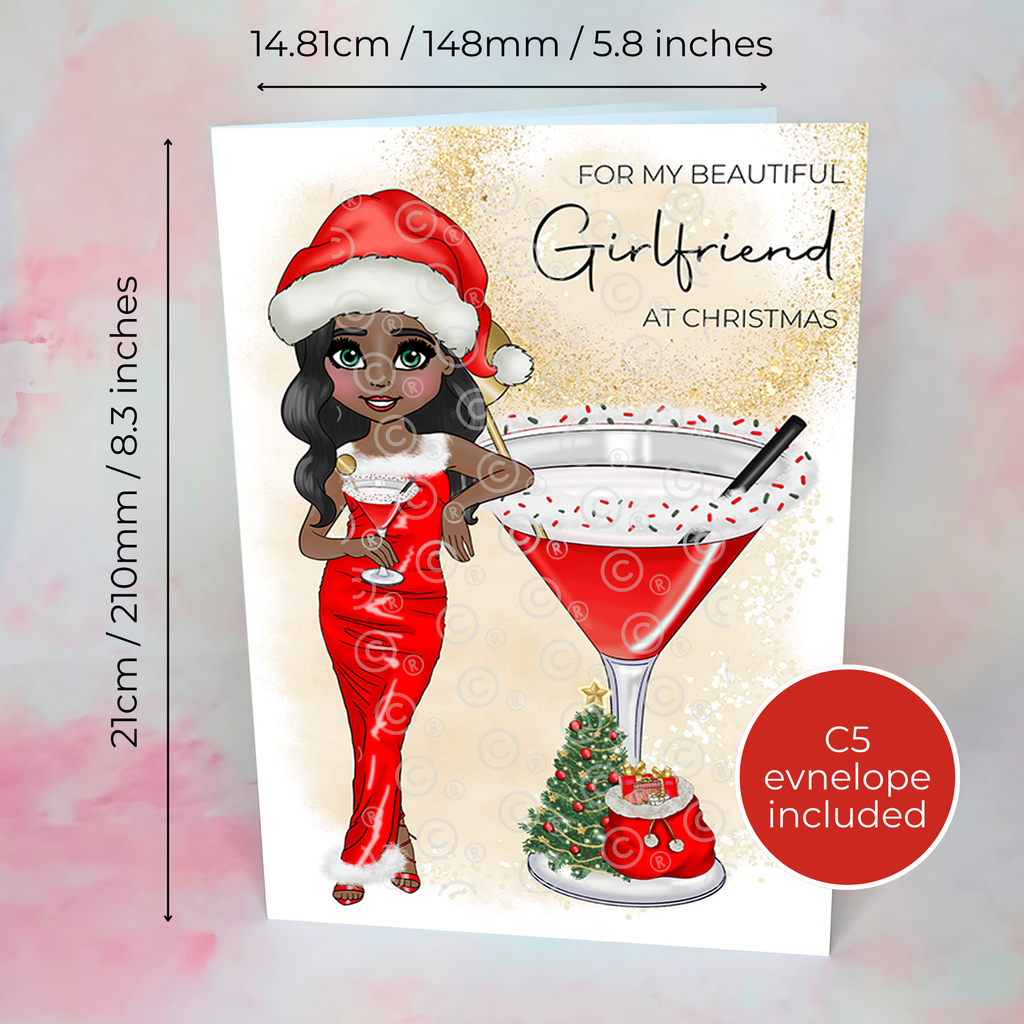 Personalised Mrs Clausmopolitan Christmas Cocktail Card for A Beautiful Girlfriend