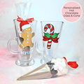 Personalised Christmas Drink Glass Gift, Glass With Hot Chocolate Cone / Chocolate Bomb, Secret Santa Gift