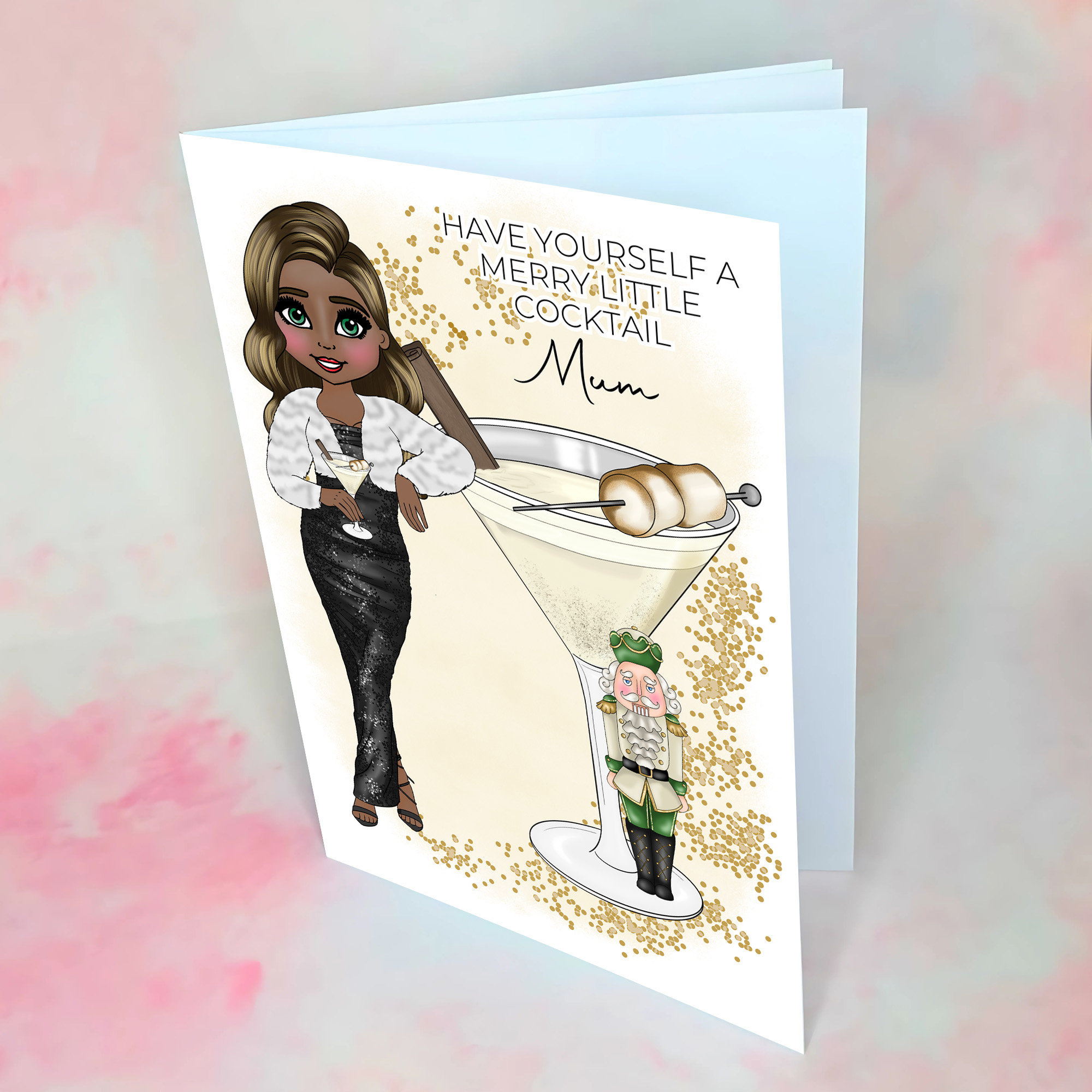 Personalised Nutcracker Christmas Cocktail Card For A Special Mum