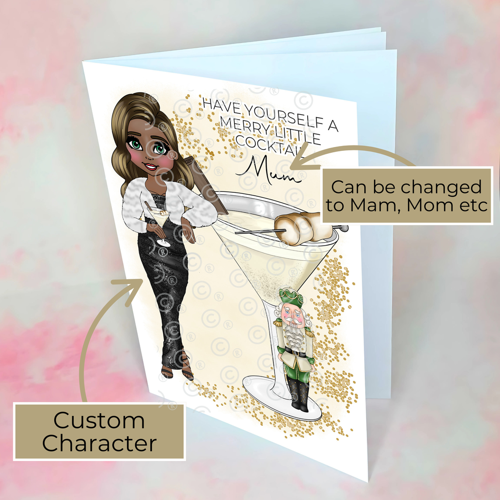 Personalised Nutcracker Christmas Cocktail Card For A Special Mum