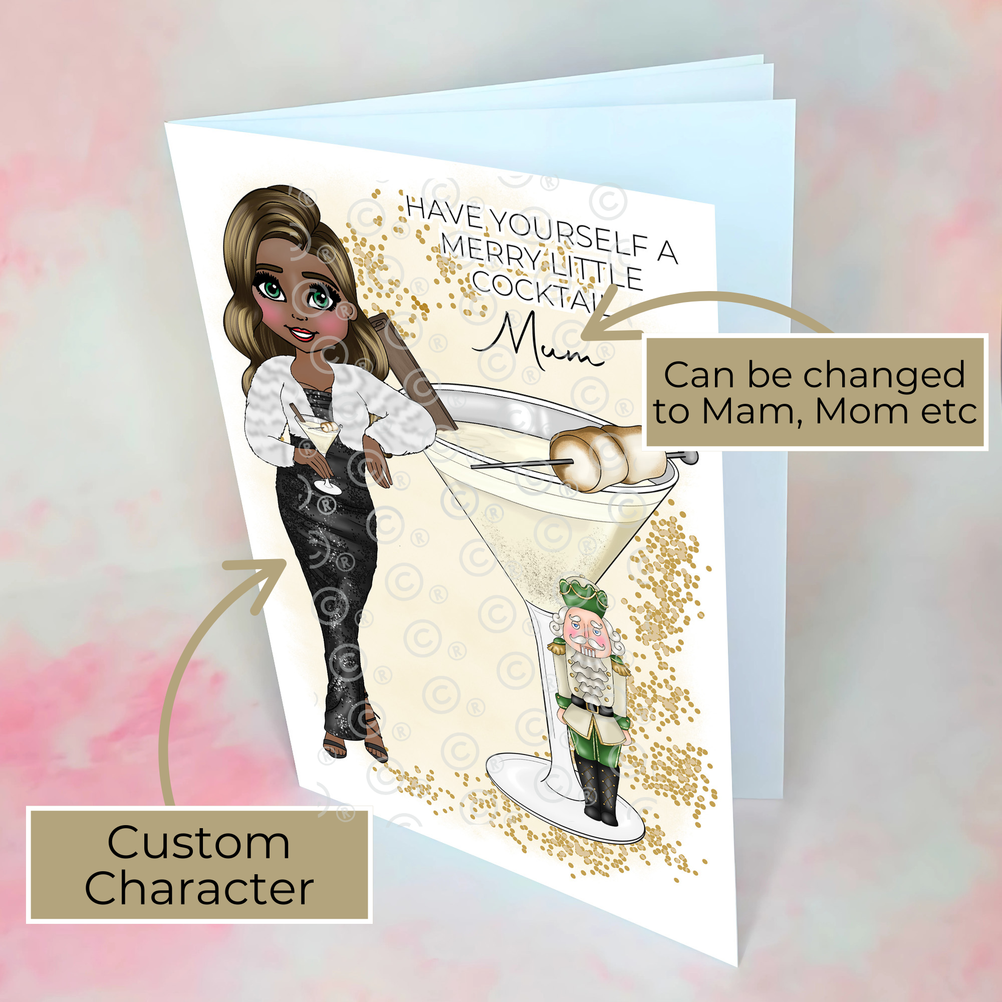 Personalised Nutcracker Christmas Cocktail Card For A Special Mum