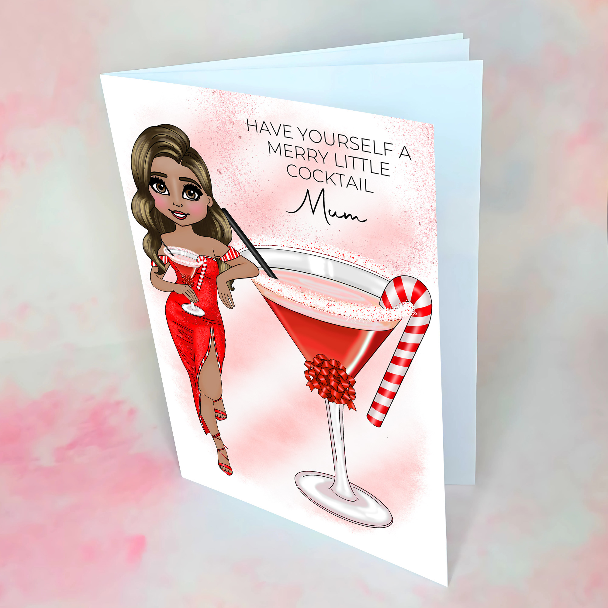 Personalised Candy Cane Christmas Cocktail Card For A Beautiful Mum