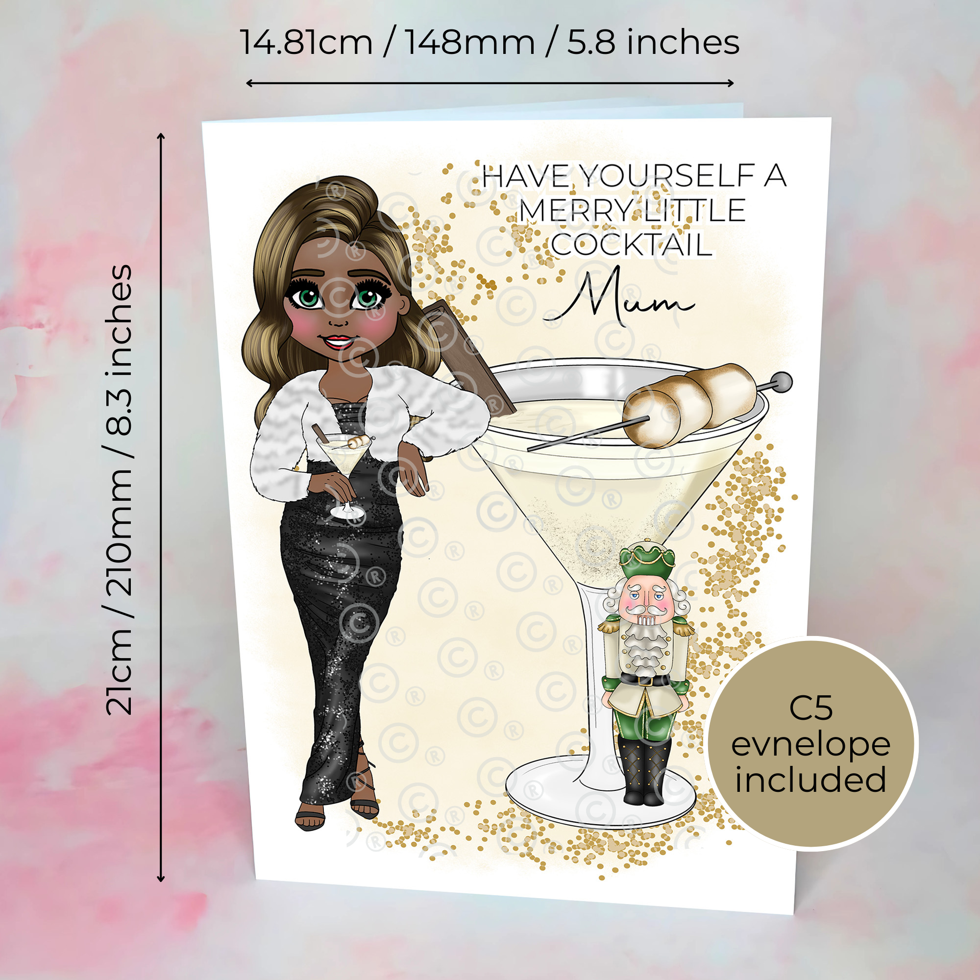 Personalised Nutcracker Christmas Cocktail Card For A Special Mum