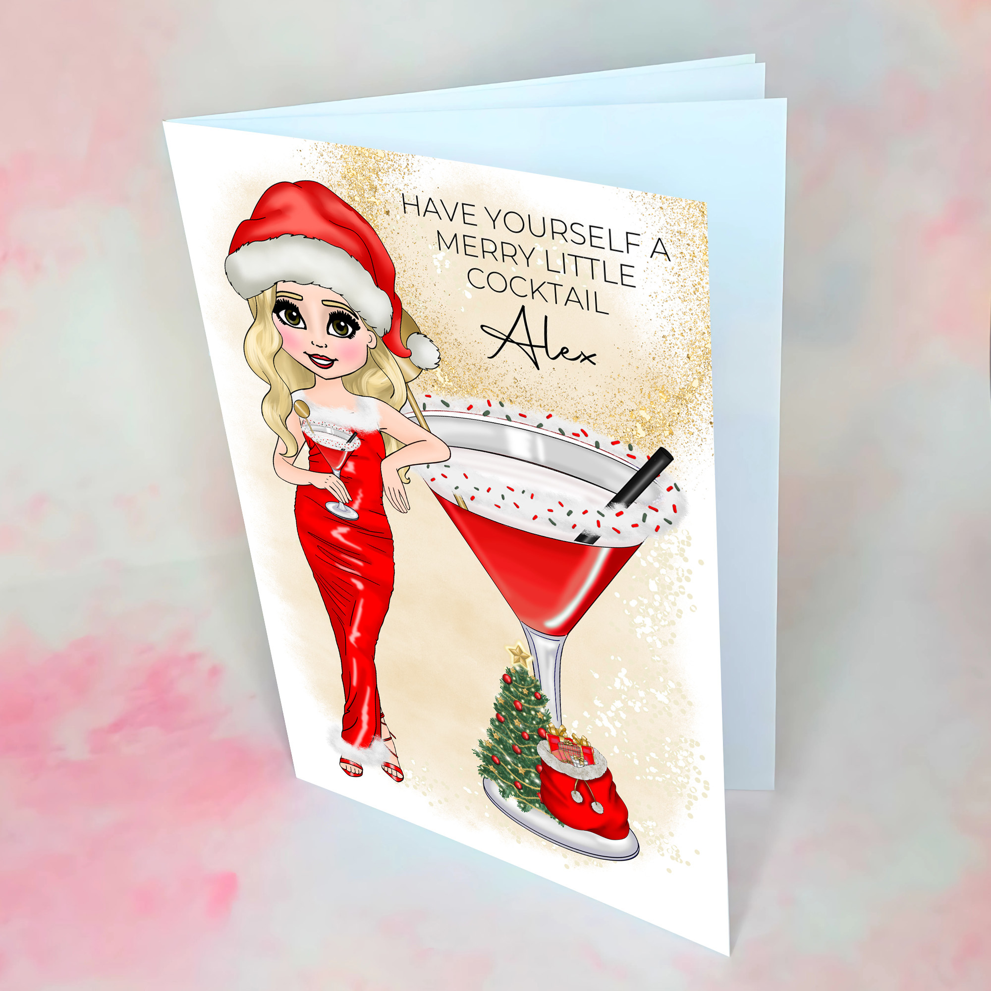 Personalised Mrs Clausmopolitan Christmas Cocktail Card For A Special Friend
