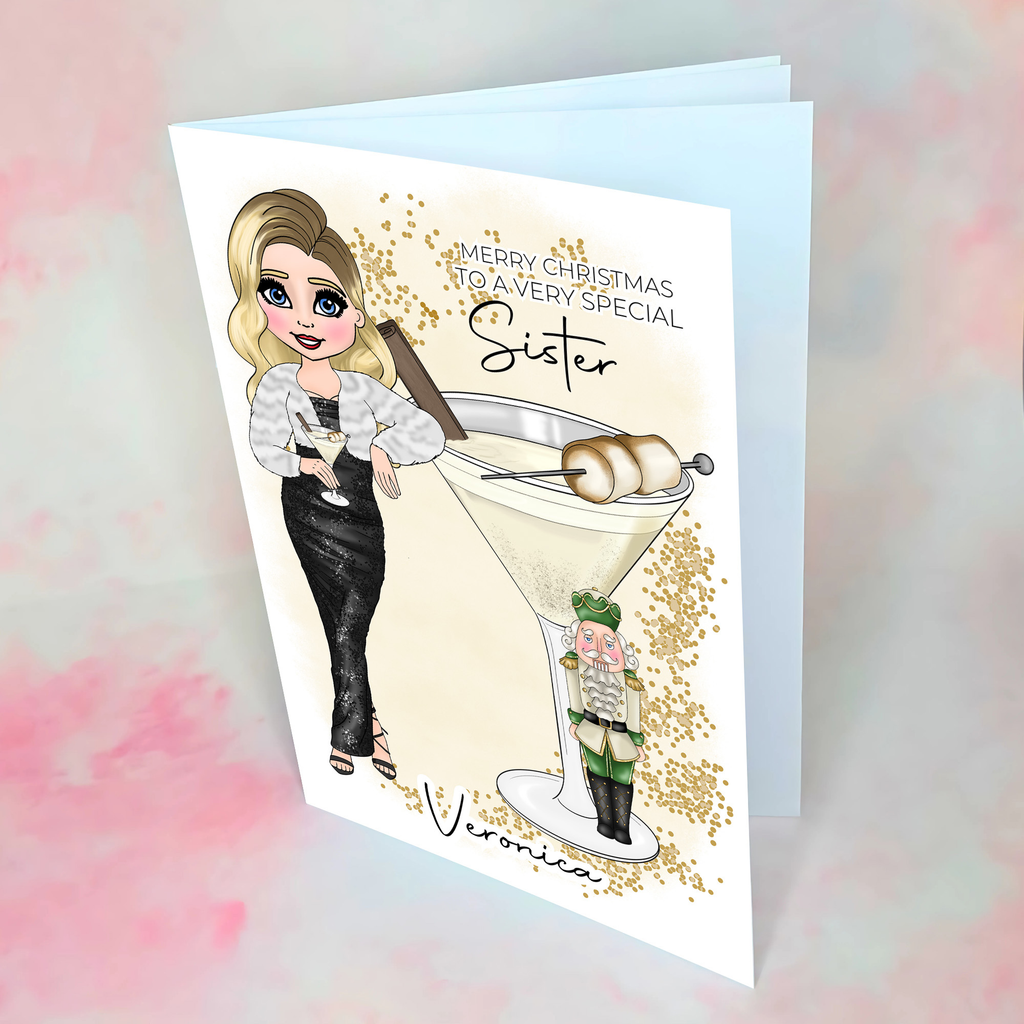 Personalised Nutcracker Christmas Cocktail Card For A Special Sister
