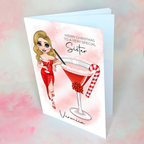Personalised Candy Cane Christmas Cocktail Card For A Special Sister