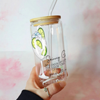 16oz Skinny Gin * Tonic Cocktail Recipe Glass with Bamboo Lid & Straw