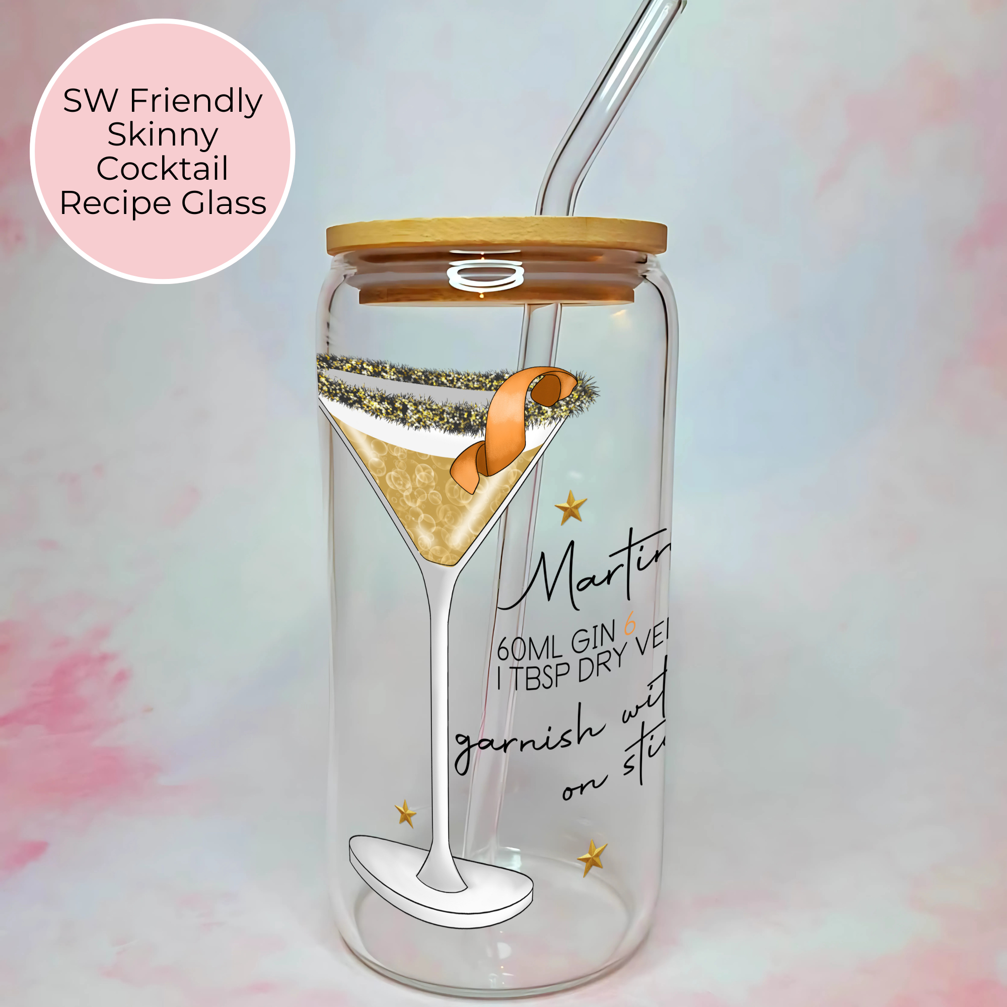 Skinny Martini Clear Recipe Glass Gift,