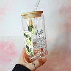 Skinny Mojito Cocktail Recipe Glass with Bamboo Lid & Straw