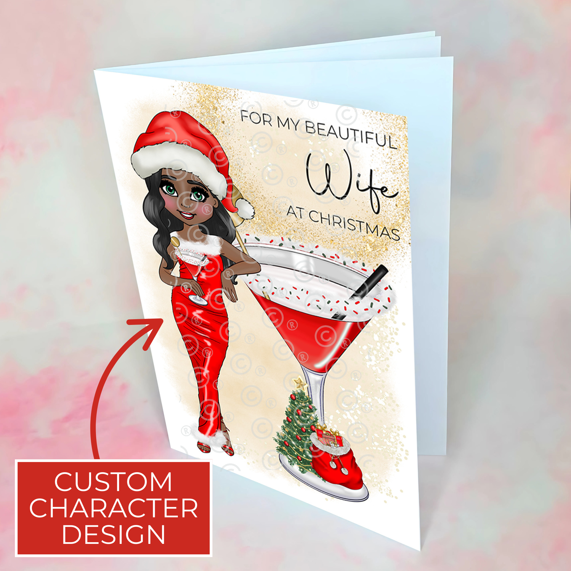 Personalised Mrs Clausmopolitan Christmas Cocktail Card for My Beautiful Wife