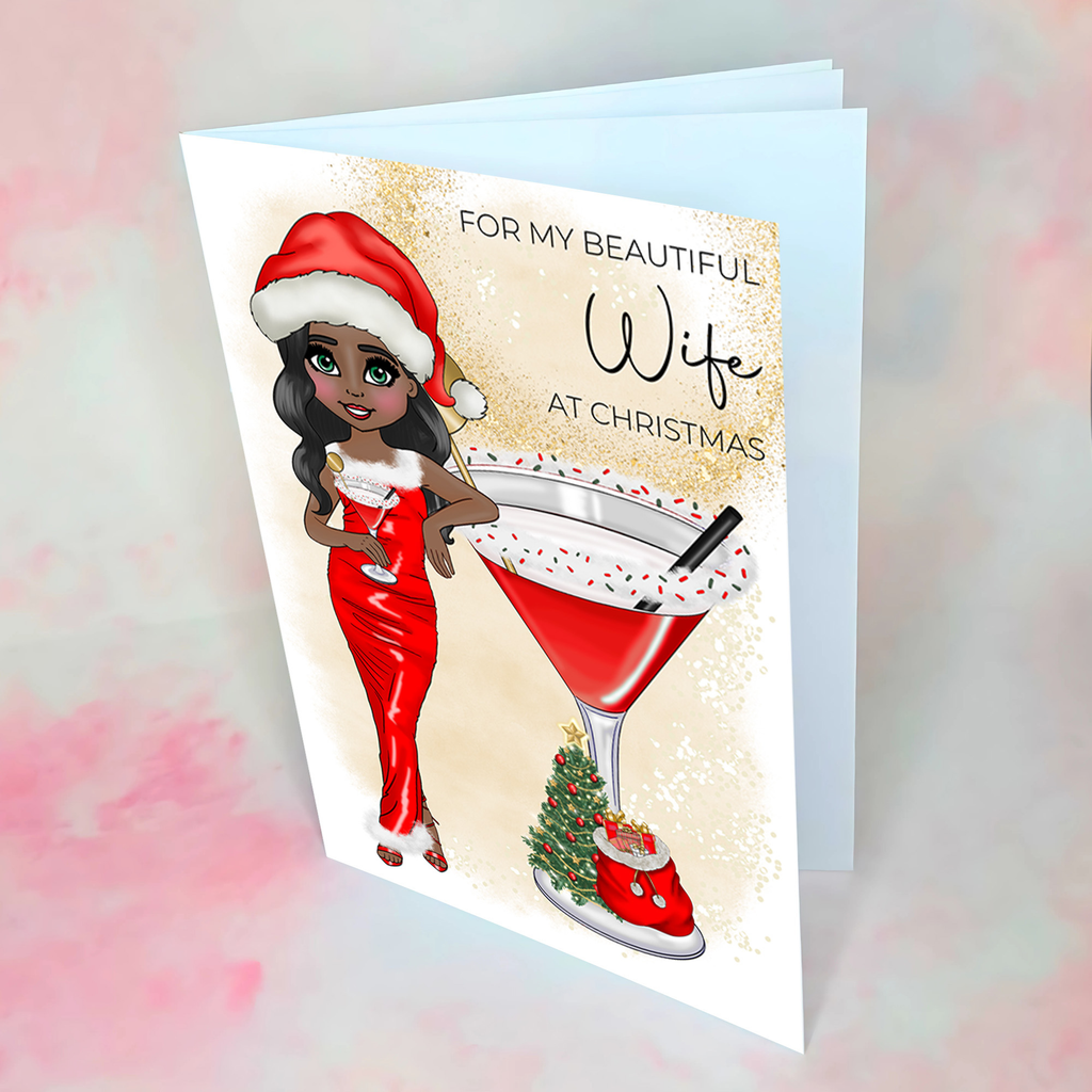 Personalised Mrs Clausmopolitan Christmas Cocktail Card for My Beautiful Wife