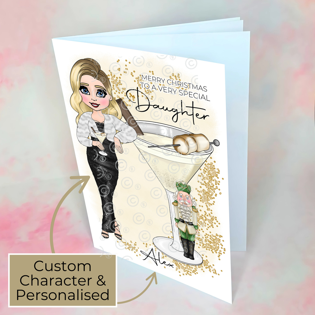 Personalised Nutcracker Christmas Cocktail Card For A Special Daughter