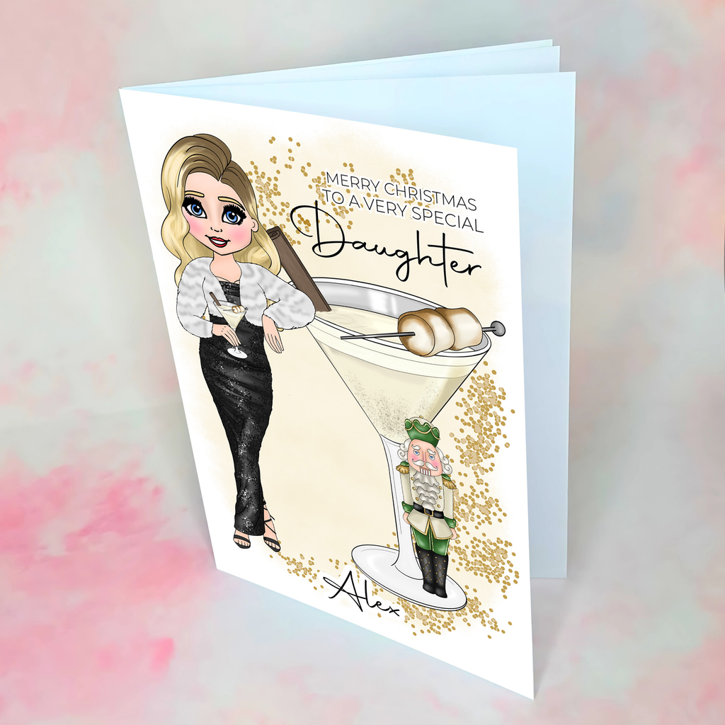 Personalised Nutcracker Christmas Cocktail Card For A Special Daughter