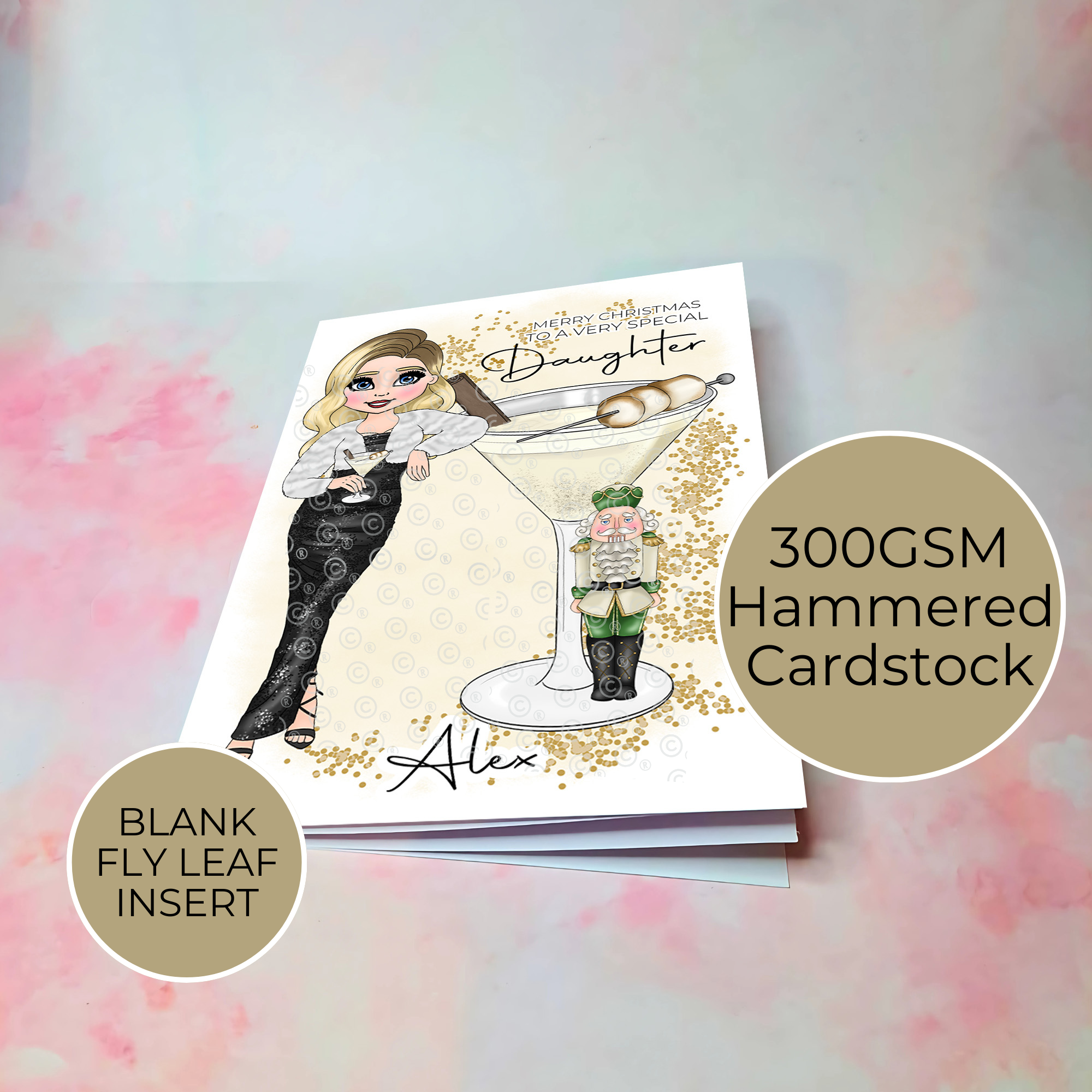 Personalised Nutcracker Christmas Cocktail Card For A Special Daughter
