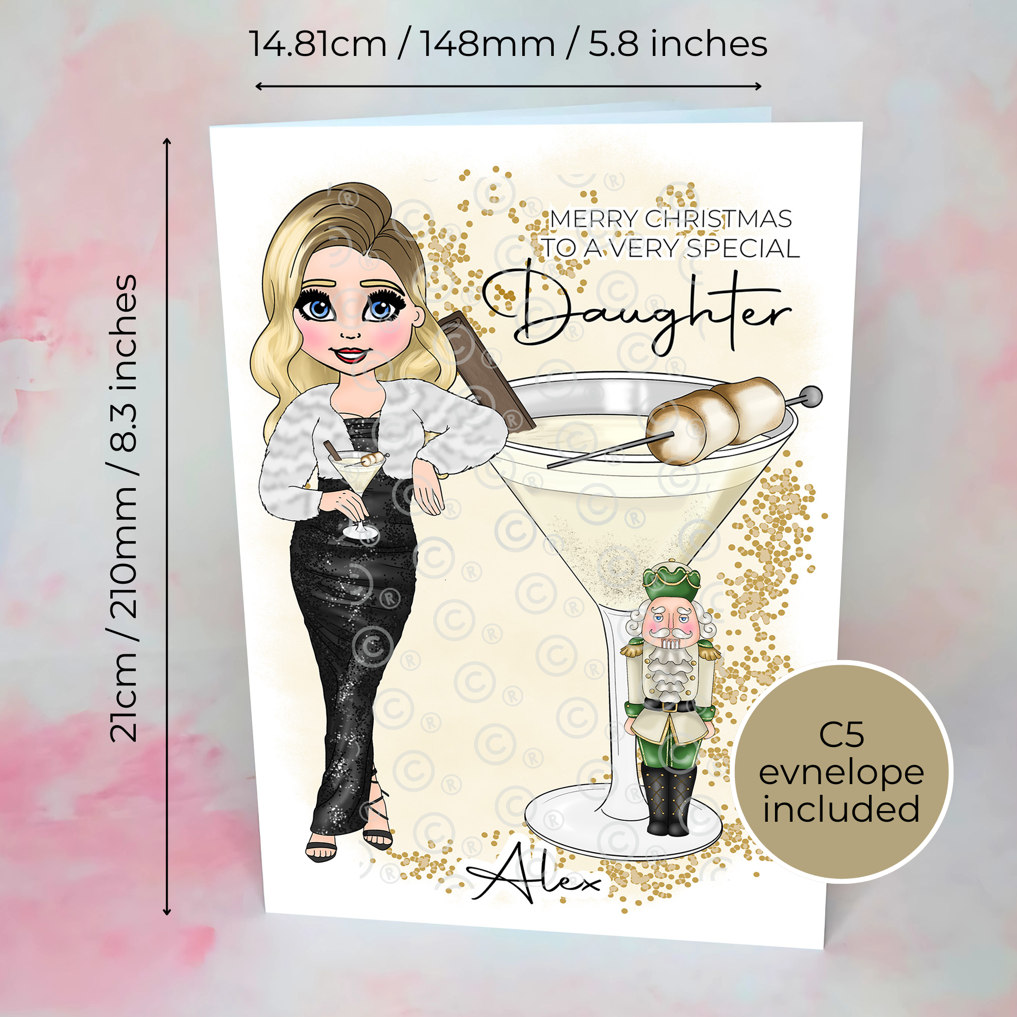 Personalised Nutcracker Christmas Cocktail Card For A Special Daughter