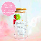 16oz Strawberry Daiquiri Cocktail Recipe Glass with Bamboo Lid & Straw