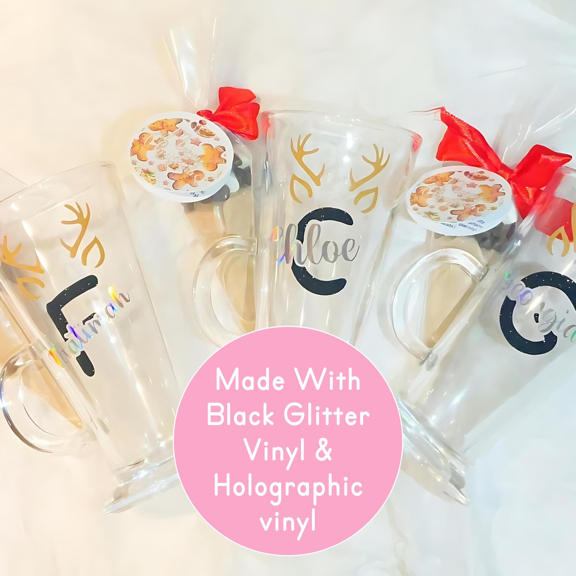 Personalised Santa Or Antlers Glass Gift, Glass With Hot Chocolate Cone / Chocolate Bomb, Secret Santa Gift