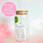16oz Margarita Cocktail Recipe Glass with Bamboo Lid & Straw