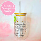 16oz Cosmopolitan Cocktail Recipe Glass with Bamboo Lid & Straw
