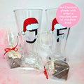 Personalised Santa Or Antlers Glass Gift, Glass With Hot Chocolate Cone / Chocolate Bomb, Secret Santa Gift