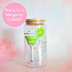 16oz Margarita Cocktail Recipe Glass with Bamboo Lid & Straw