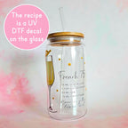 16oz French 75 Cocktail Recipe Glass with Bamboo Lid & Straw