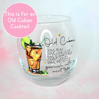 Old Cuban Whiskey Mixer Glass With Recipe, Classic Rum Cocktail Gift For Fathers Day, Best Man Proposal Gift, Husbands Barware Collection #CL