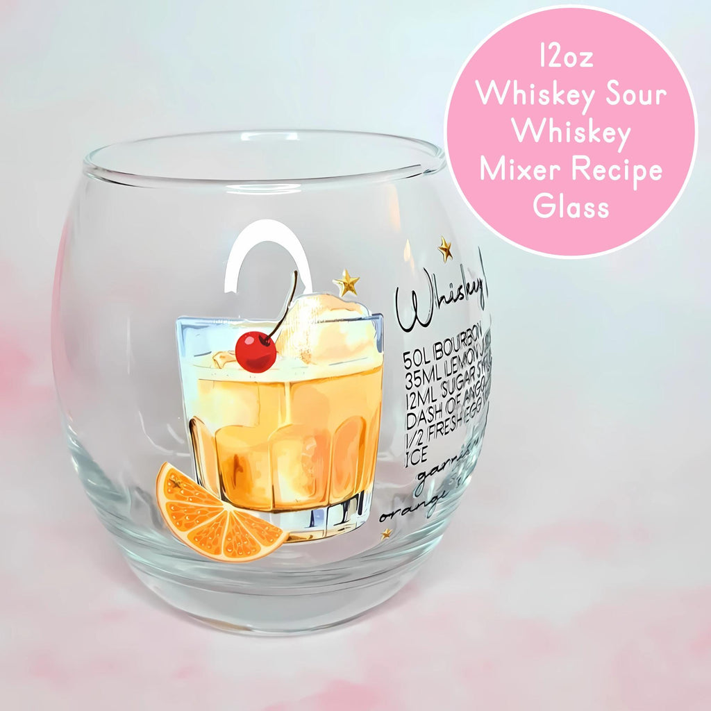 Whiskey Sours 12oz Cocktail Recipe Mixer Glass, Whiskey Recipe Glass for Father's Day, Cocktail Mixer Glasses for Groomsmen/Best Man Gifts #CL