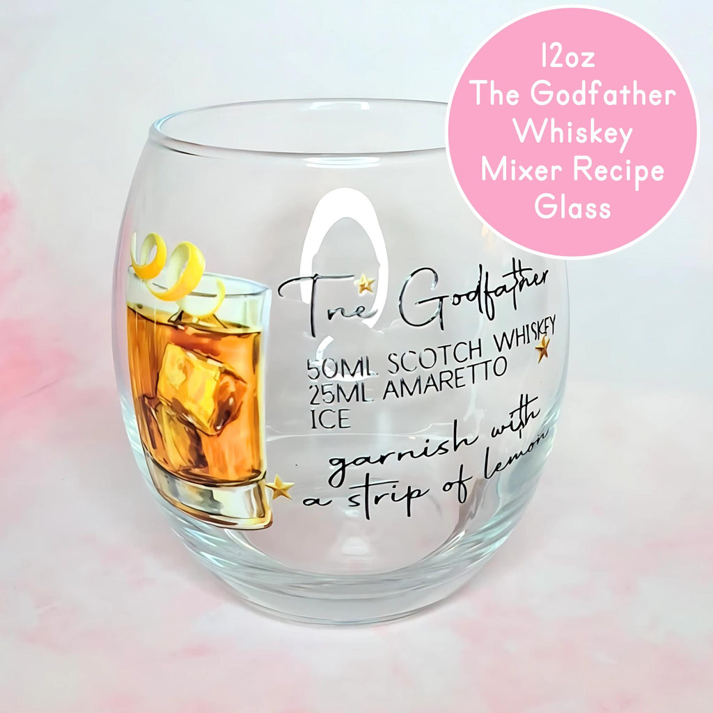 The Godfather Cocktail Recipe Glass, 12oz Iconic Godfather Cocktail Glass Husband Fathers Day Gift, Best Man Proposal Gift For Bestfriend #CL