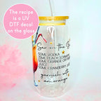 16oz Sex on the Beach Cocktail Recipe Glass with Bamboo Lid & Straw